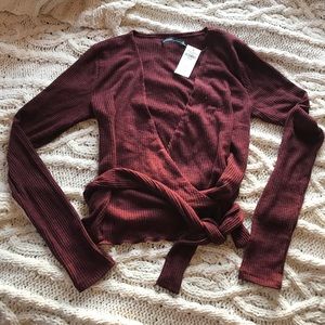 Abercrombie and fitch wrap front top ribbed